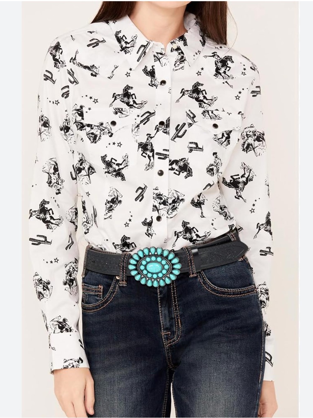 Wrangler Retro Women's Medium Pearl Snap Shirt
Bronc Riders Western Rodeo